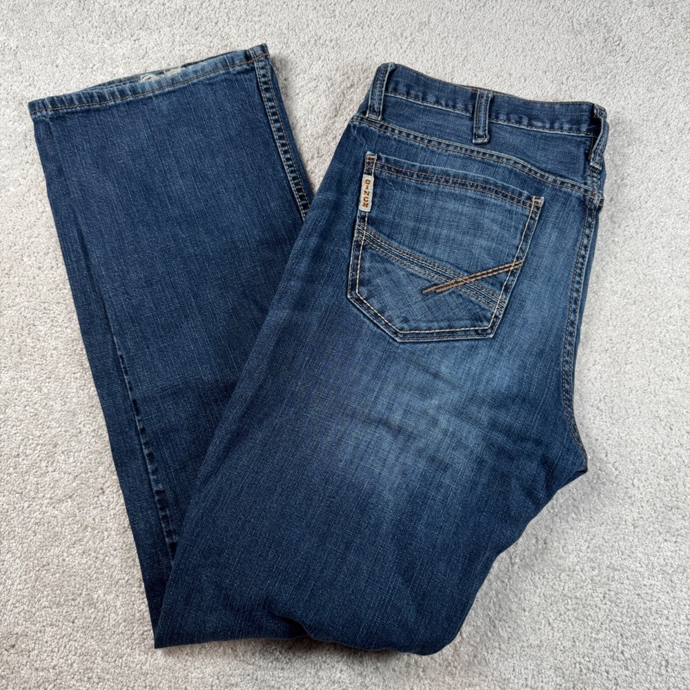 Cinch Ian Jeans Mens 35x32 Blue Slim Bootcut Western Denim